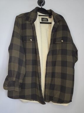 RedHead  Sherpa-Lined Plaid Shacket - Olive & Black